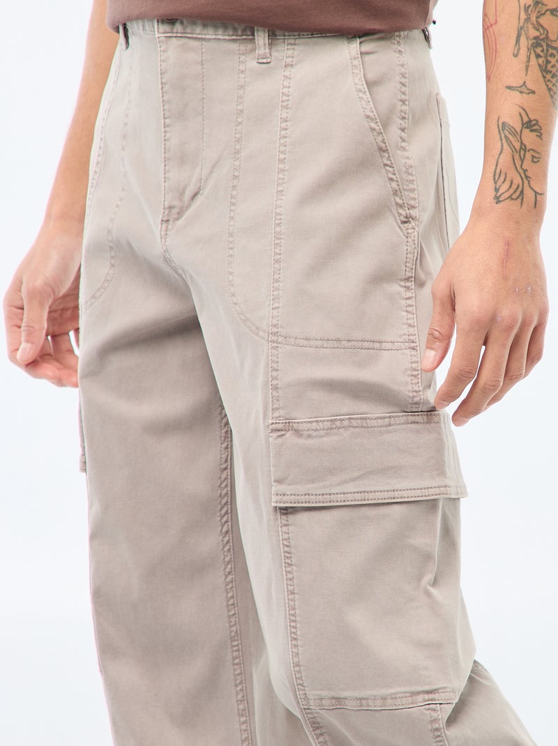 Recht / regular-fit effen broek met zakken Grijs - Kiabi