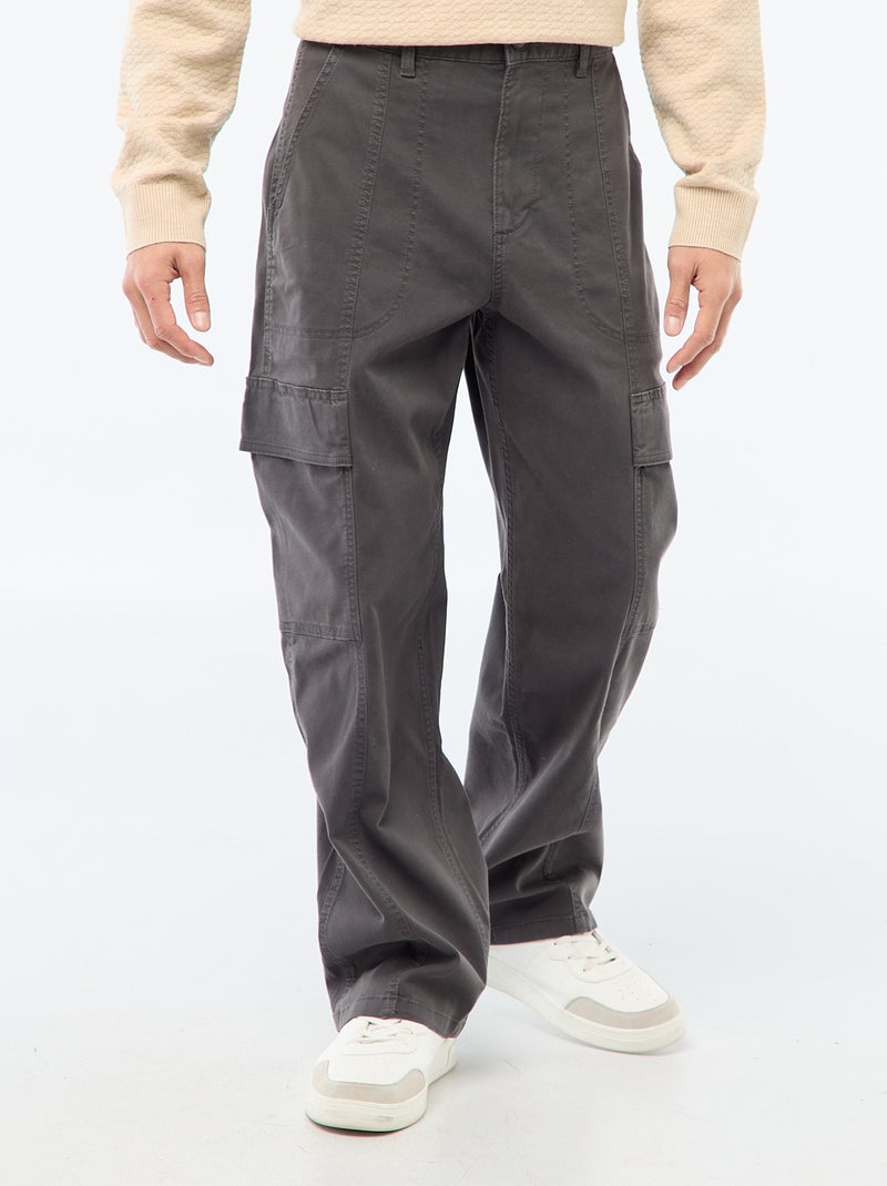Recht / regular-fit effen broek met zakken Zwart - Kiabi