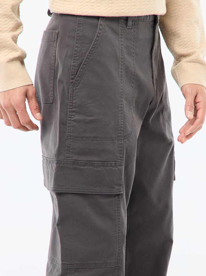 Recht / regular-fit effen broek met zakken Zwart - Kiabi