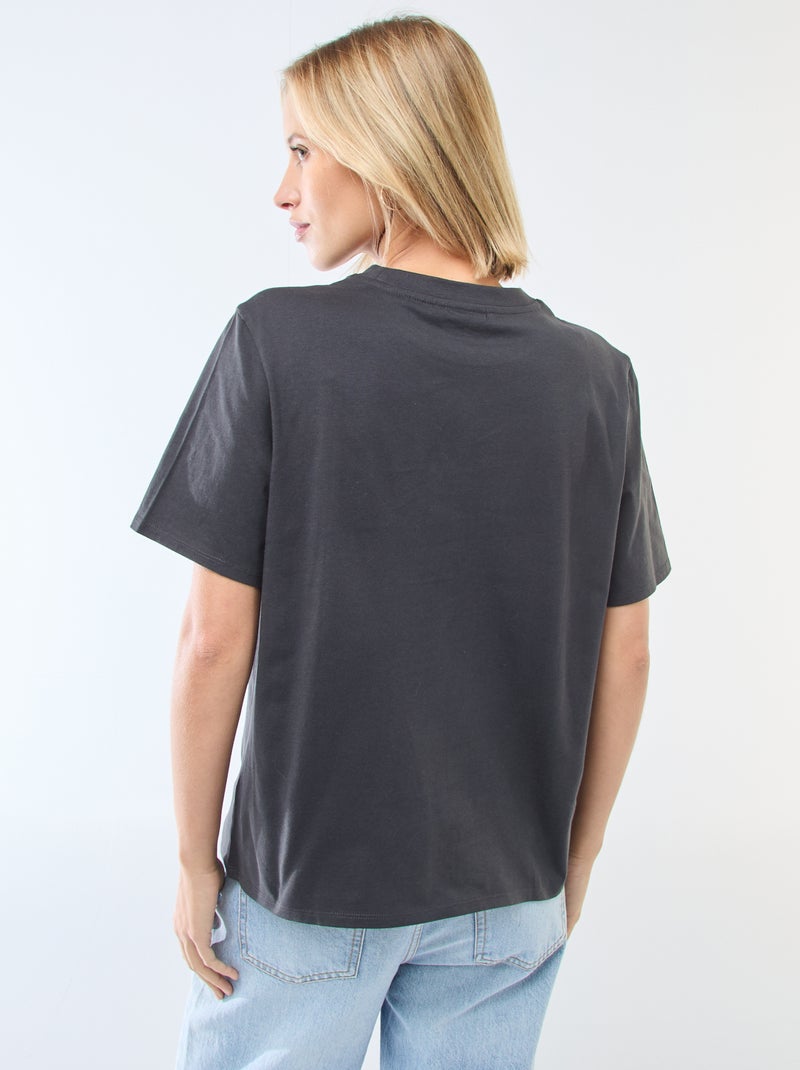 Recht T-shirt met 'Stitch'-print Zwart - Kiabi