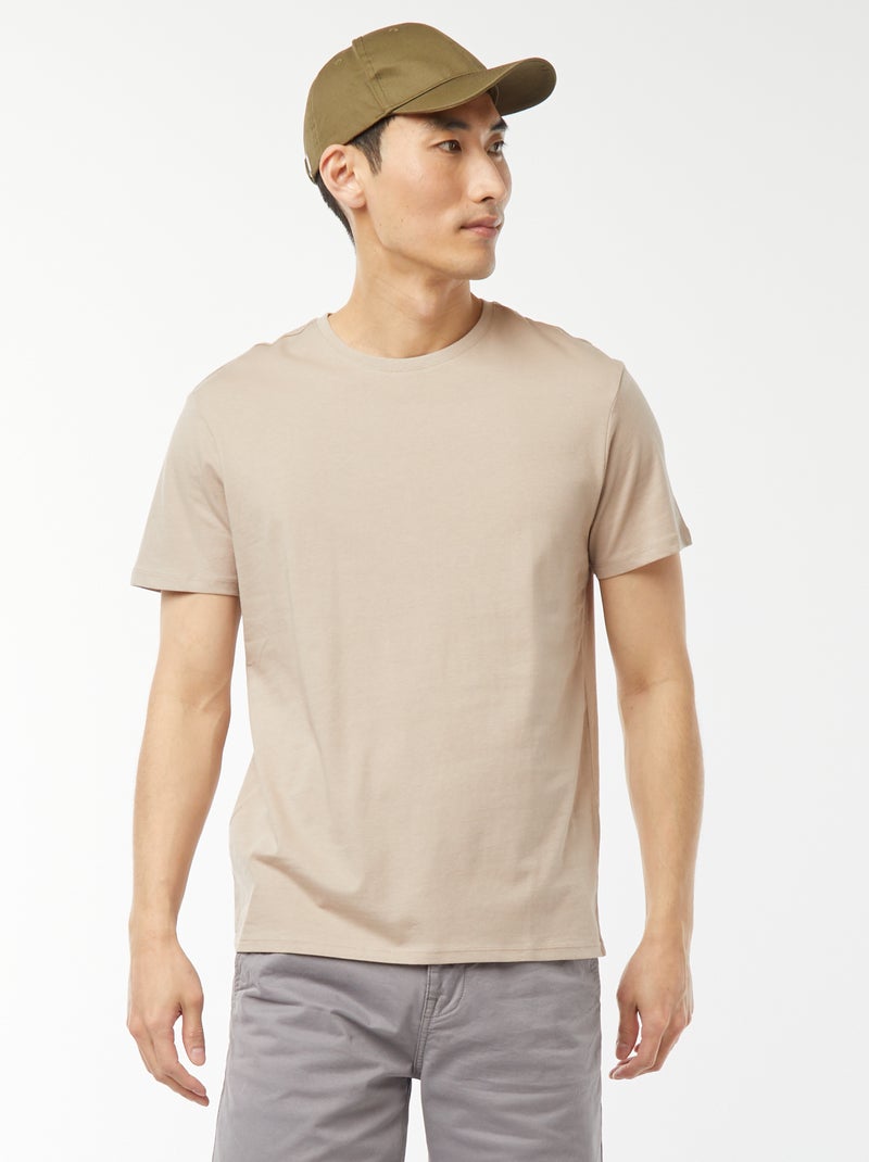 Recht T-shirt van effen jersey Biege - Kiabi