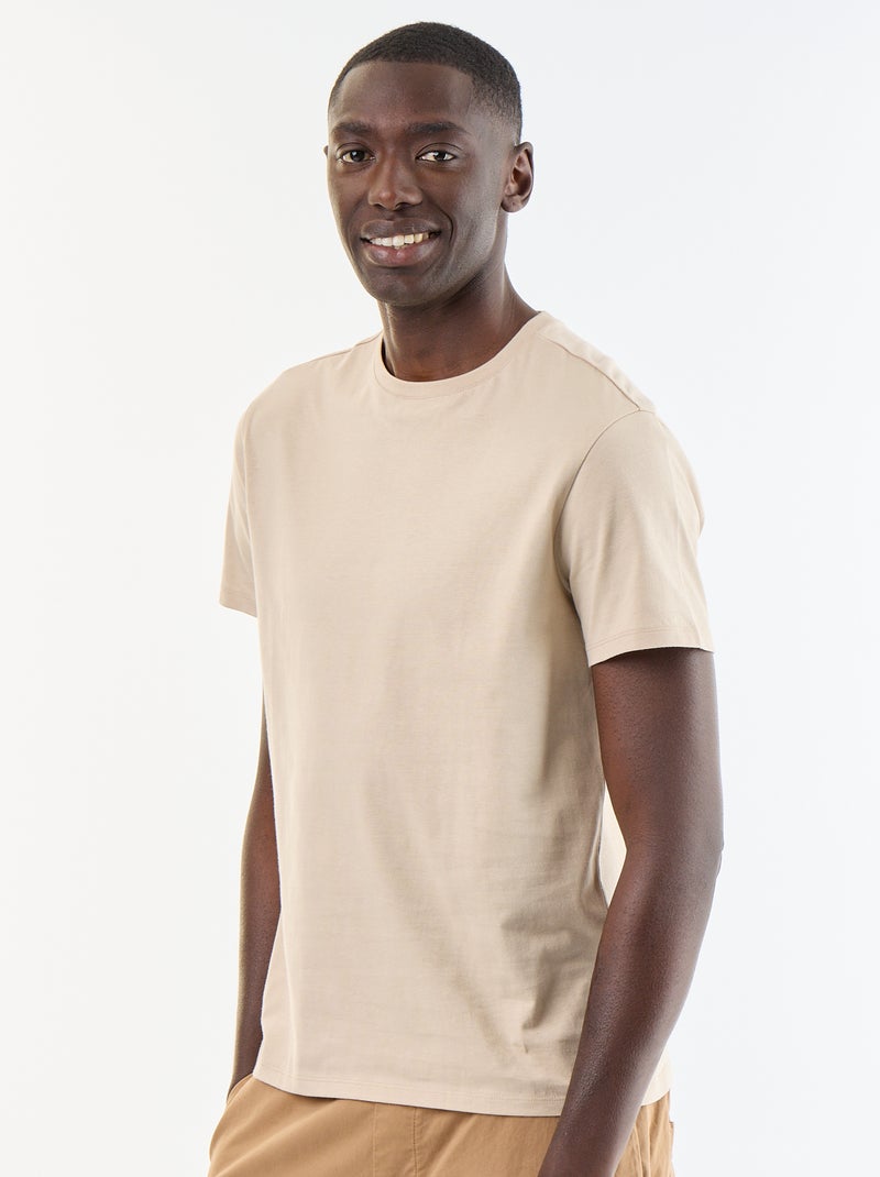 Recht T-shirt van effen jersey Biege - Kiabi
