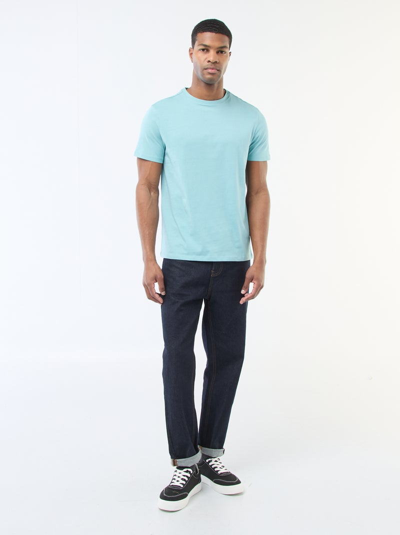 Recht T-shirt van effen jersey Blauw - Kiabi