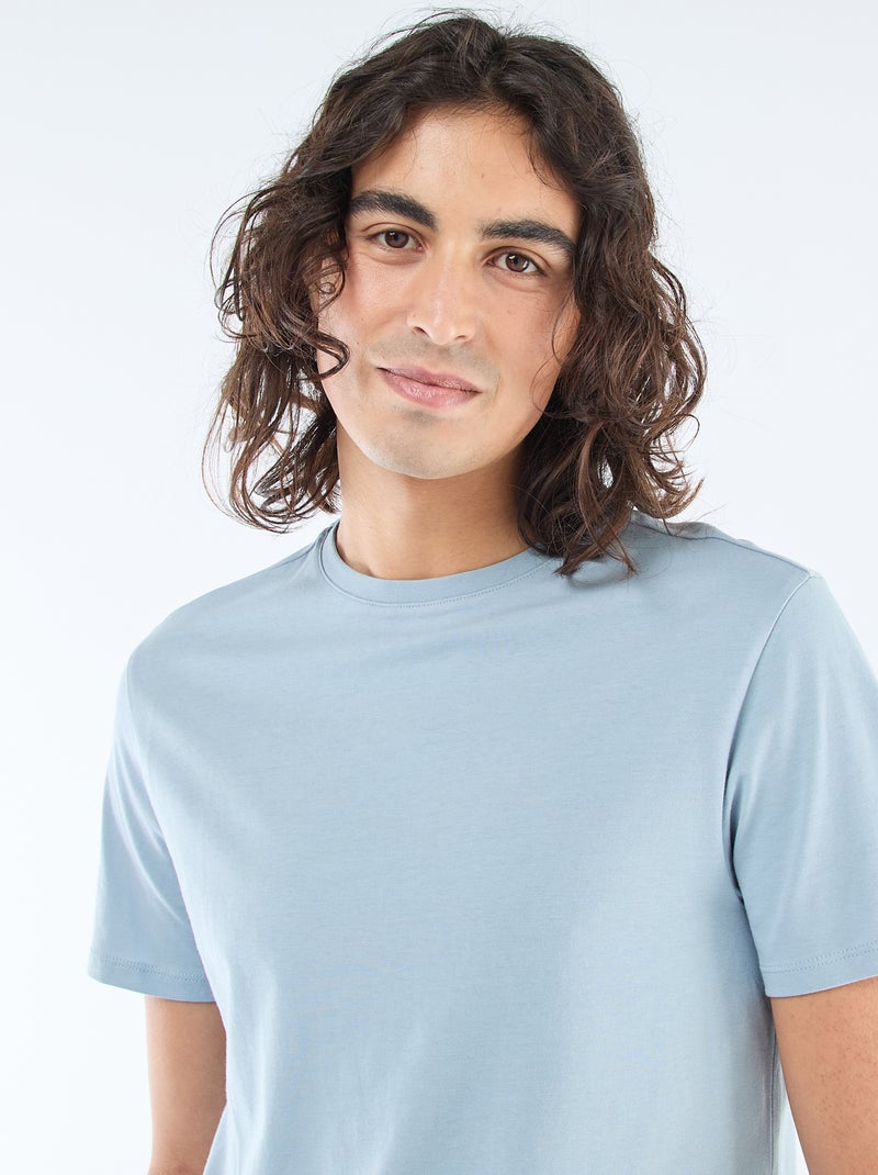 Recht T-shirt van effen jersey Blauw - Kiabi