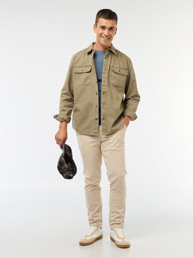 Recht T-shirt van effen jersey BLAUW - Kiabi