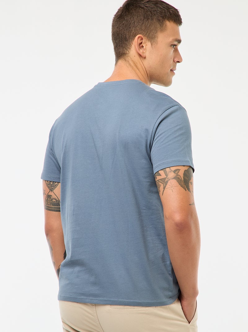 Recht T-shirt van effen jersey BLAUW - Kiabi