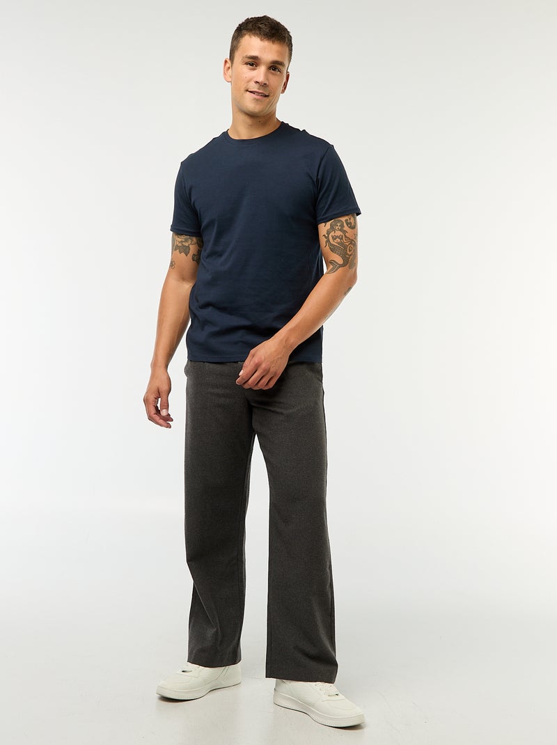 Recht T-shirt van effen jersey blauw - Kiabi