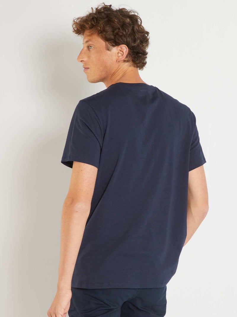 Recht T-shirt van effen jersey blauw - Kiabi