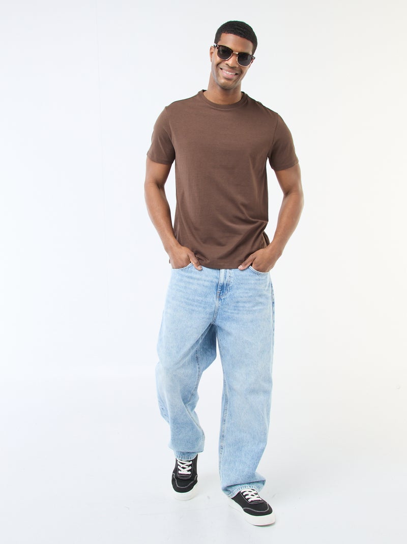 Recht T-shirt van effen jersey Bruin - Kiabi