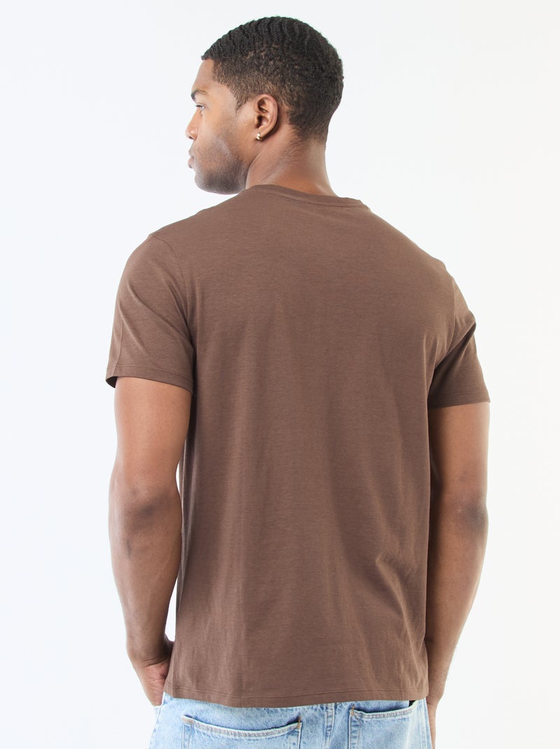 Recht T-shirt van effen jersey Bruin - Kiabi