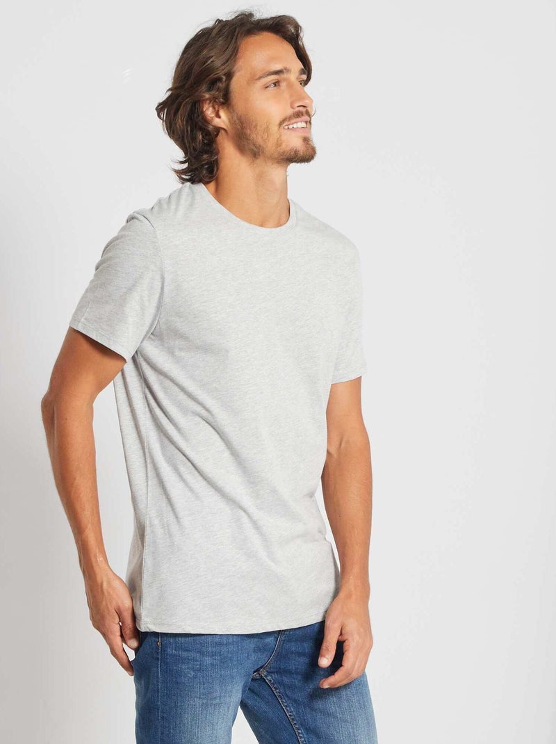 Recht T-shirt van effen jersey GRIJS - Kiabi