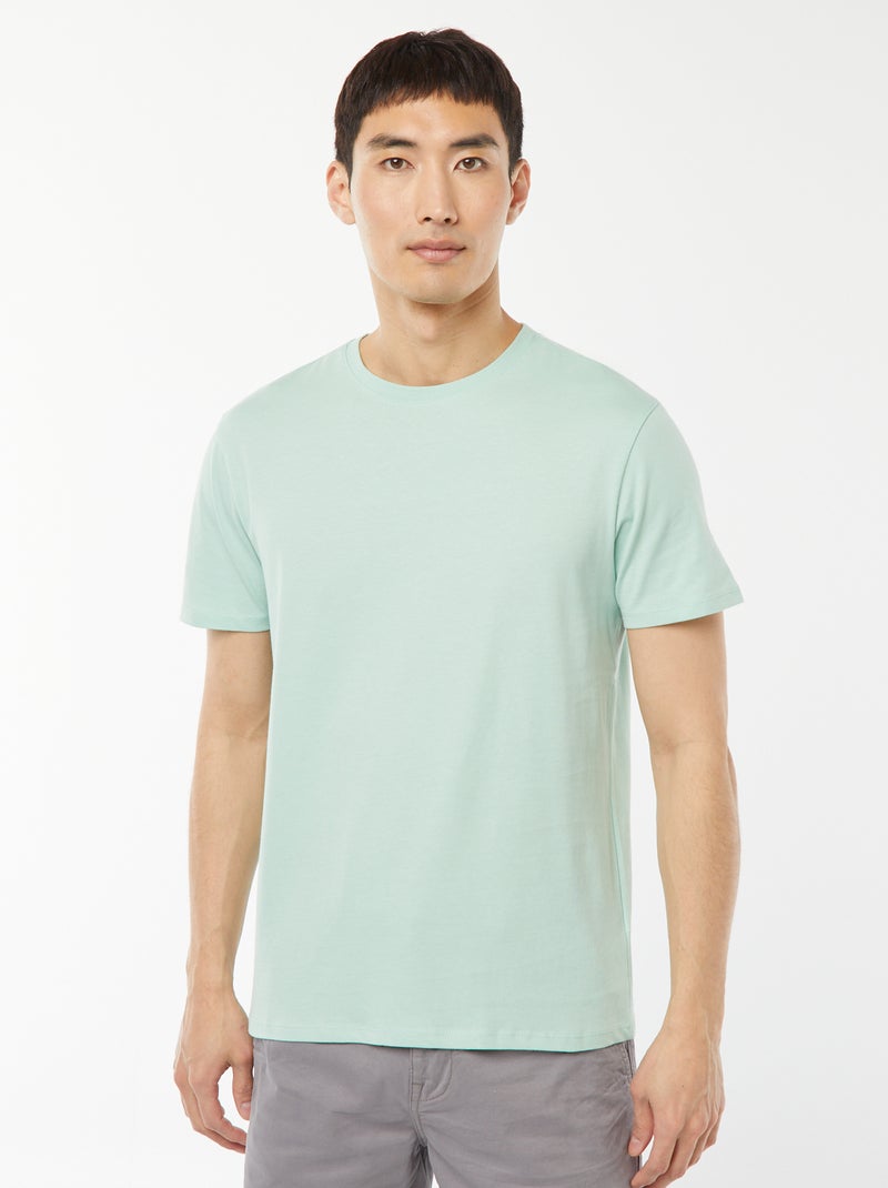 Recht T-shirt van effen jersey Groen - Kiabi