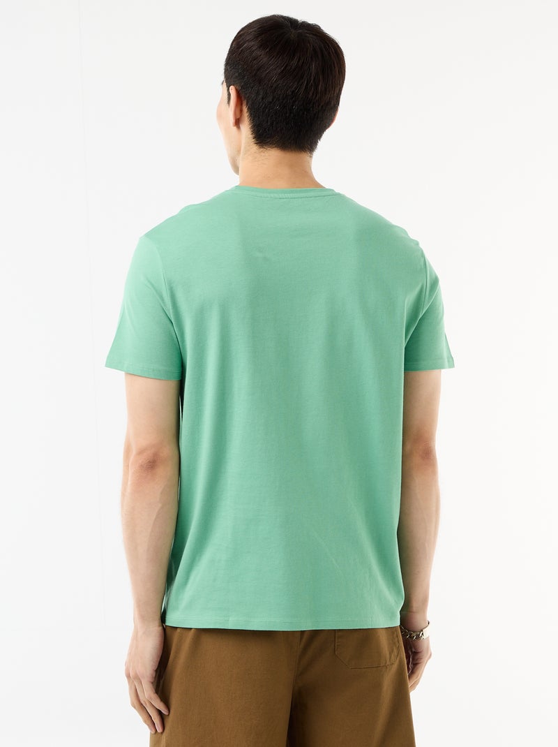 Recht T-shirt van effen jersey Groen - Kiabi