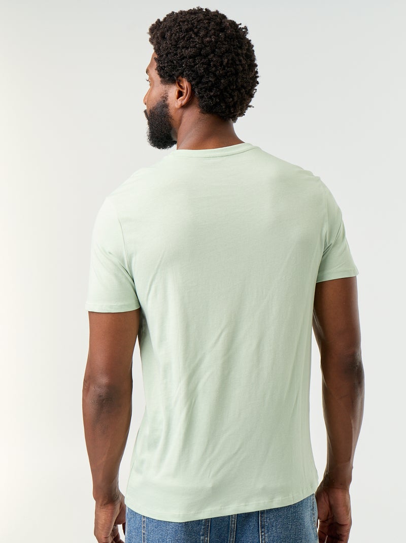 Recht T-shirt van effen jersey Groen - Kiabi