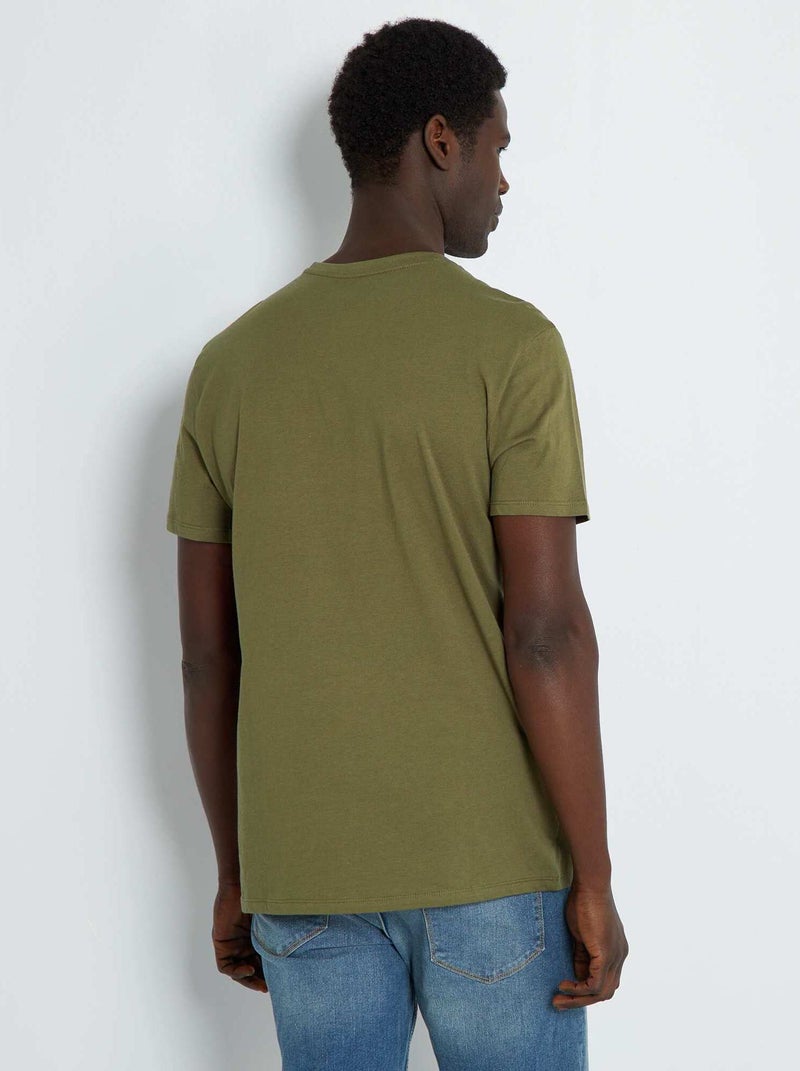 Recht T-shirt van effen jersey KAKI - Kiabi