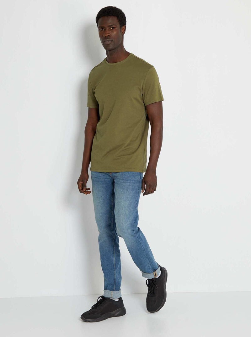Recht T-shirt van effen jersey KAKI - Kiabi