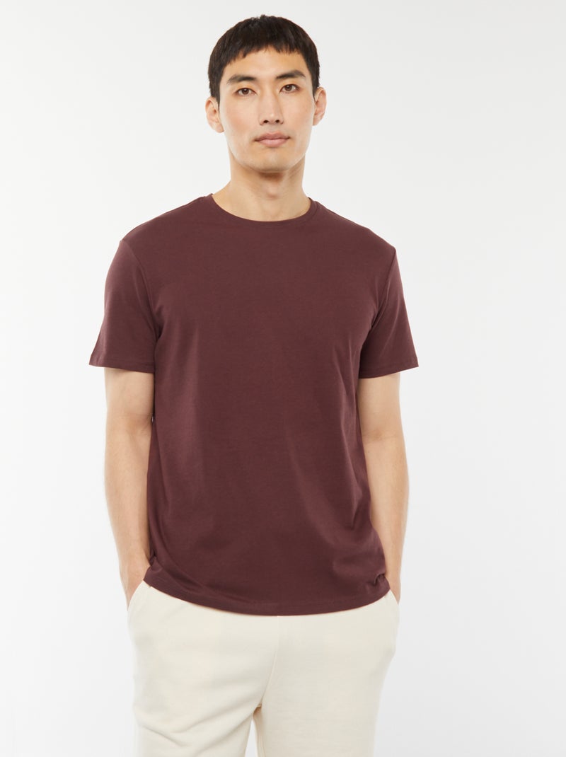 Recht T-shirt van effen jersey Paars - Kiabi