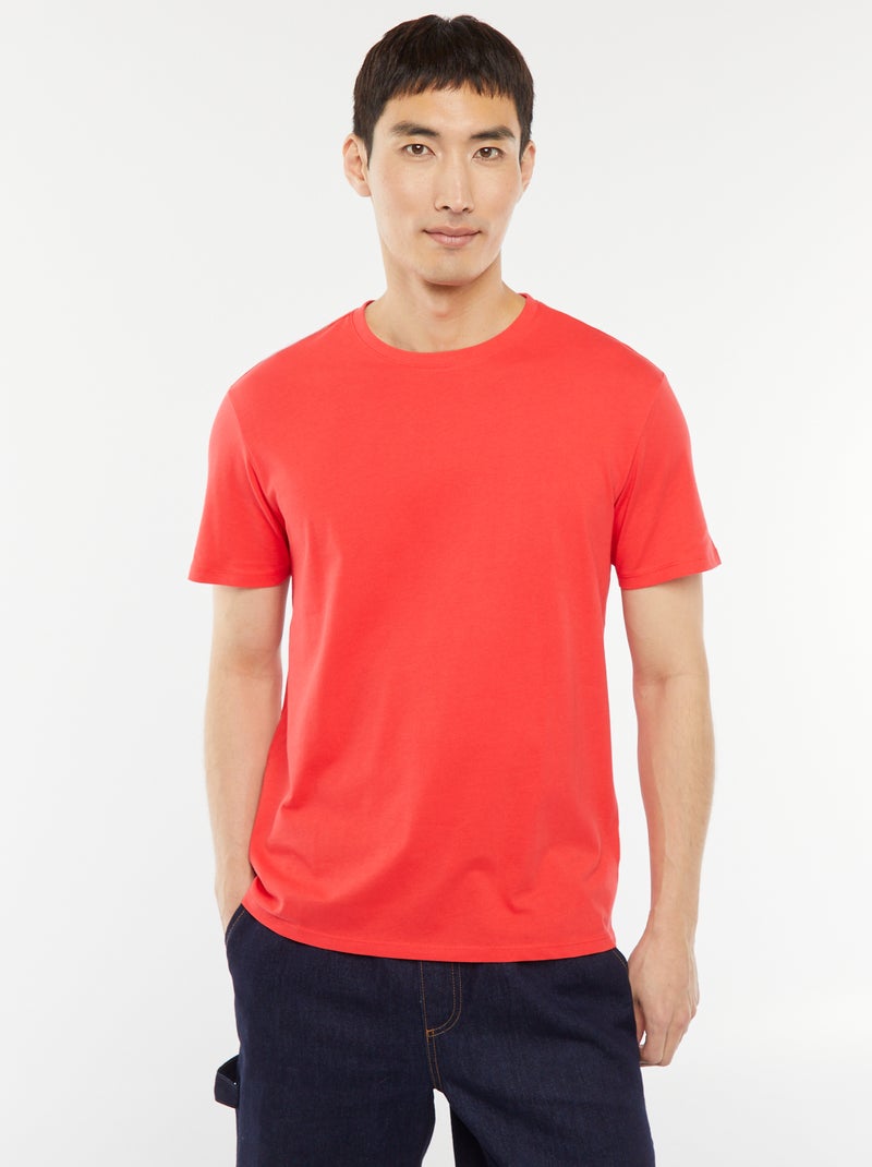 Recht T-shirt van effen jersey Rood - Kiabi