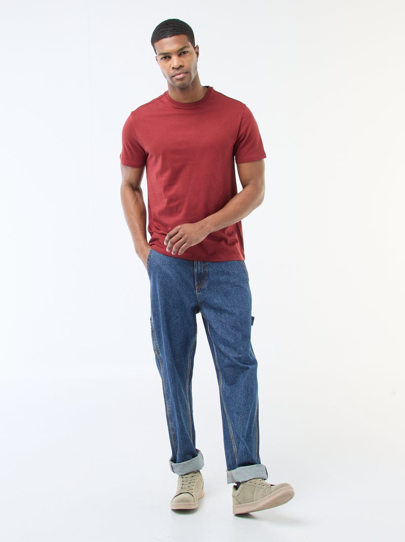 Recht T-shirt van effen jersey Rood - Kiabi