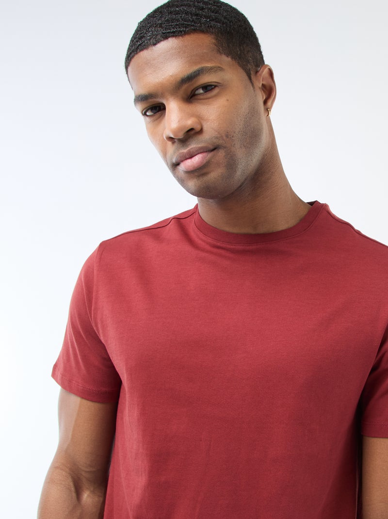 Recht T-shirt van effen jersey Rood - Kiabi