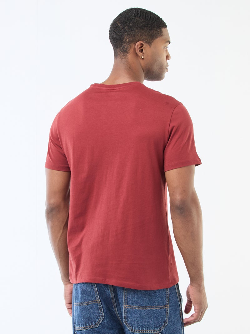 Recht T-shirt van effen jersey Rood - Kiabi