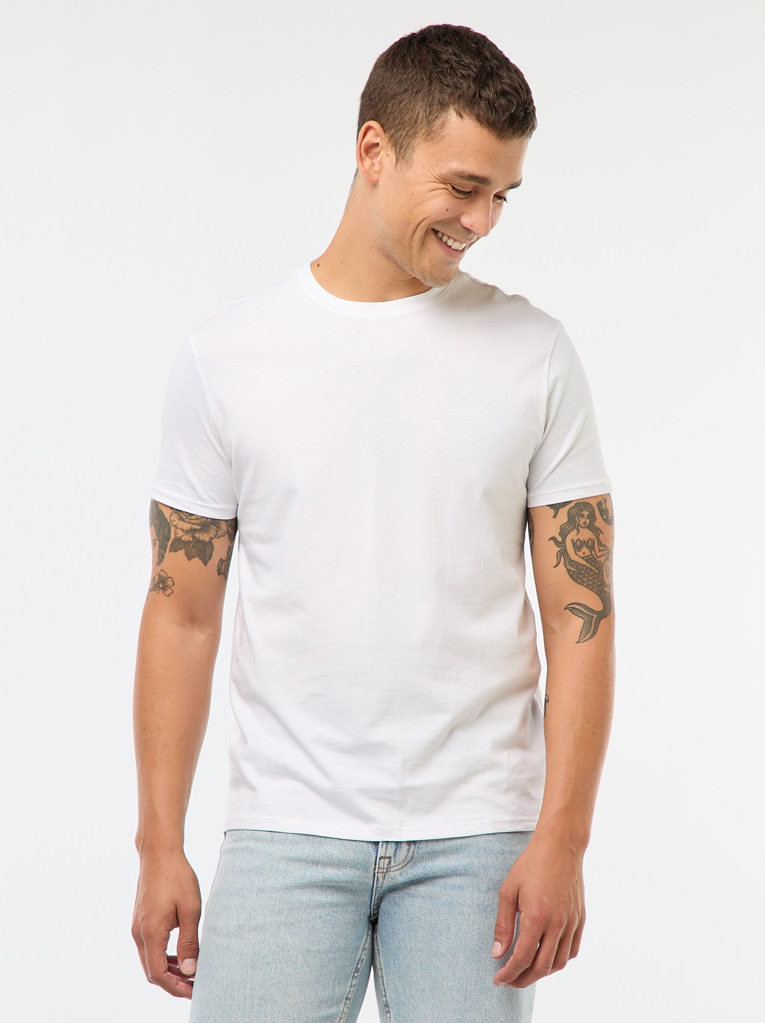 Recht T-shirt van effen jersey