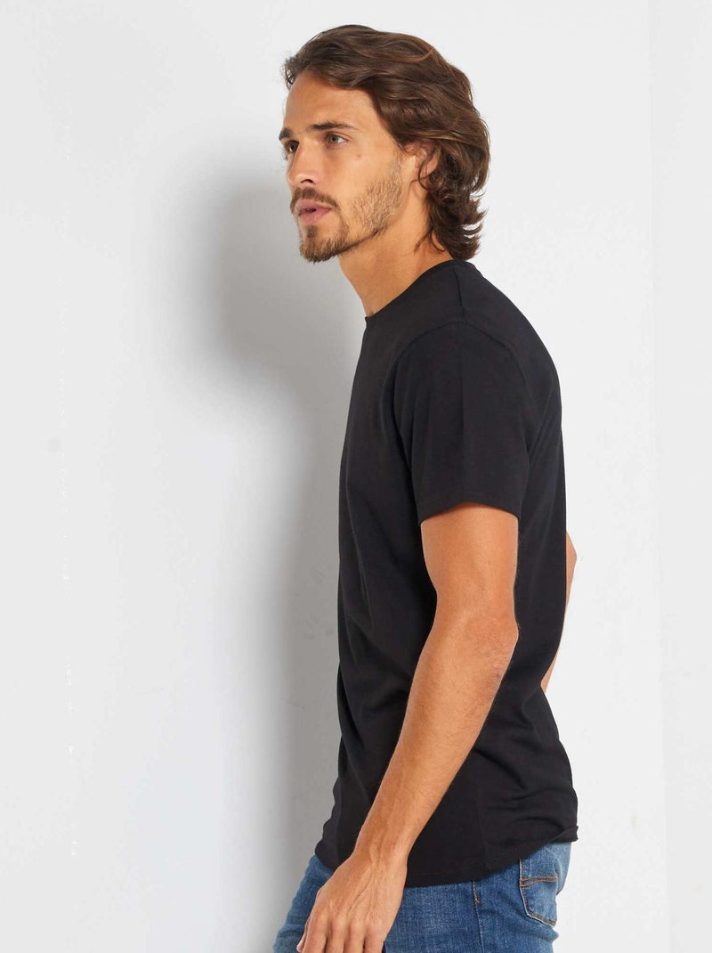 Recht T-shirt van effen jersey zwart - Kiabi