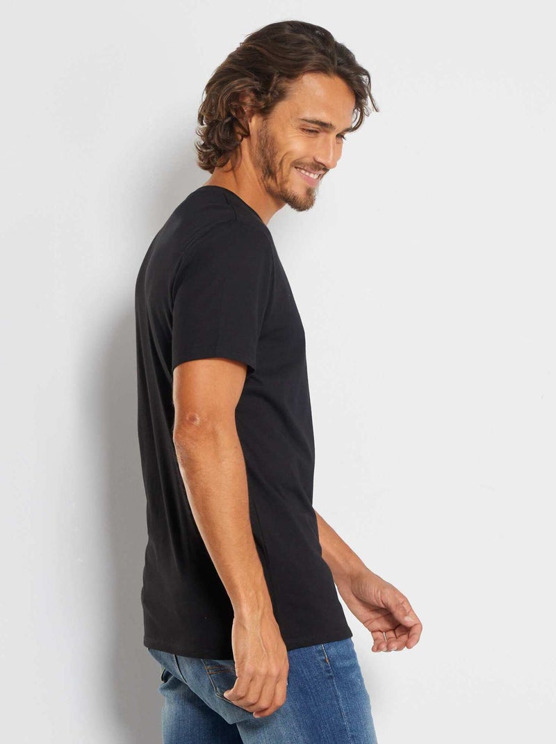 Recht T-shirt van effen jersey zwart - Kiabi