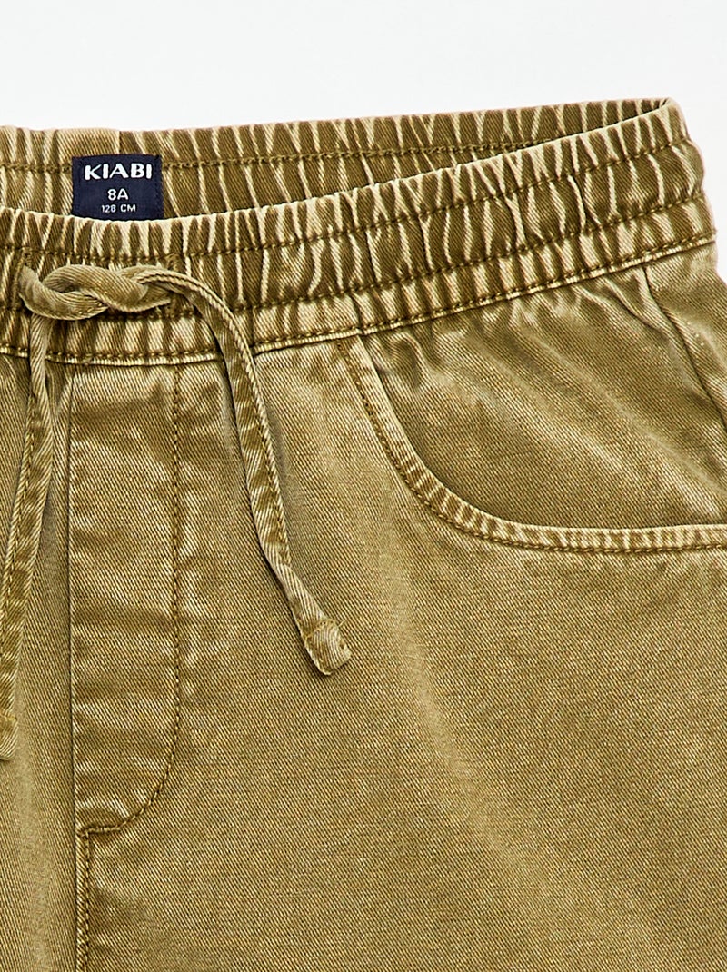 Rechte bermuda met elastische taille Kaki - Kiabi