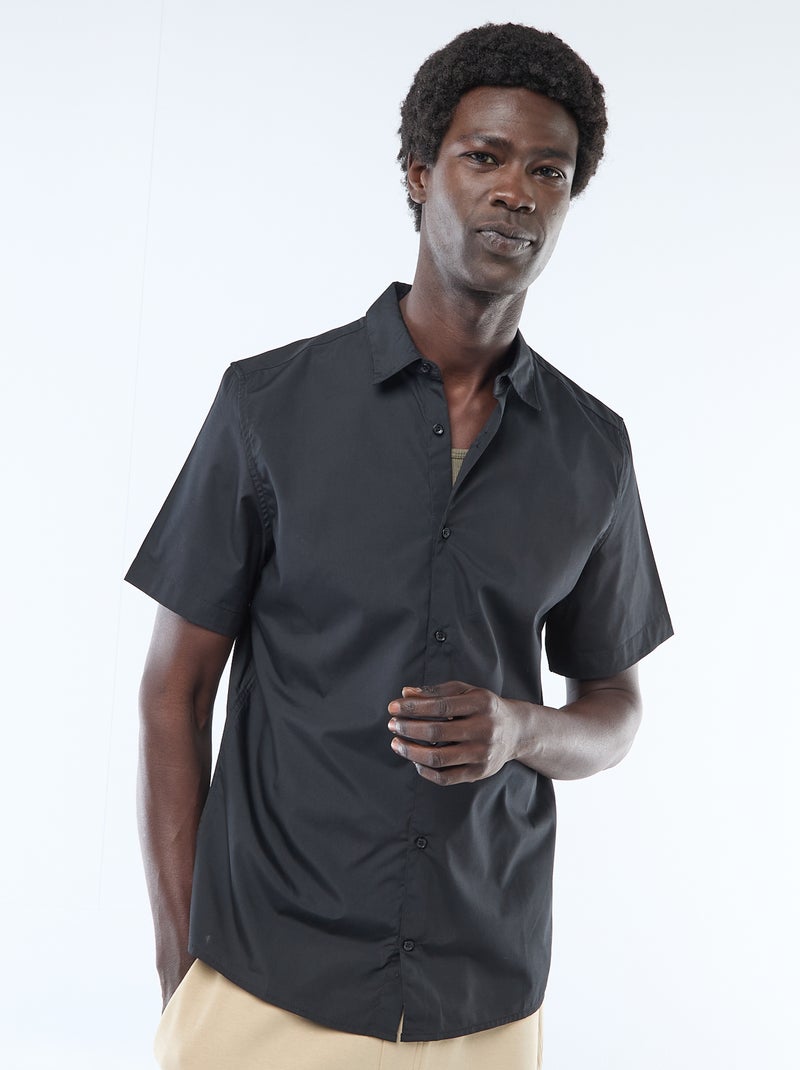 Rechte blouse met korte mouw zwart - Kiabi