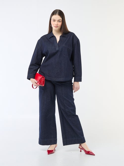 Rechte blouse van denim - Kiabi