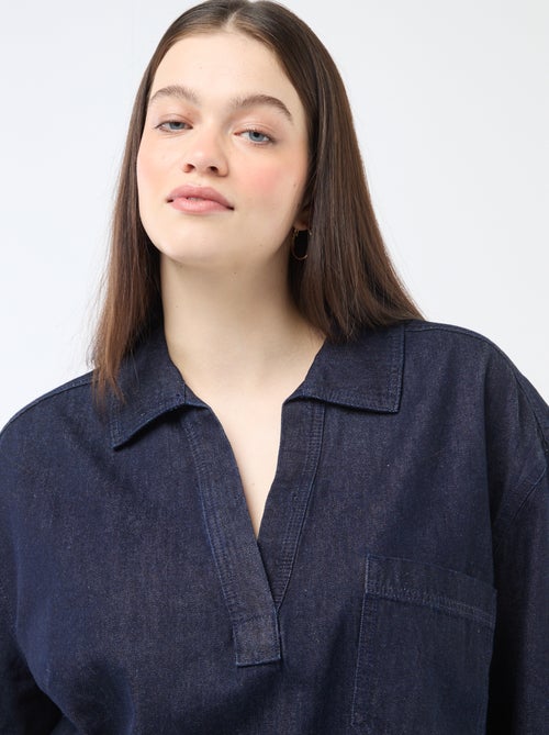 Rechte blouse van denim - Kiabi