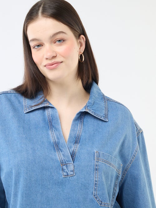 Rechte blouse van denim - Kiabi