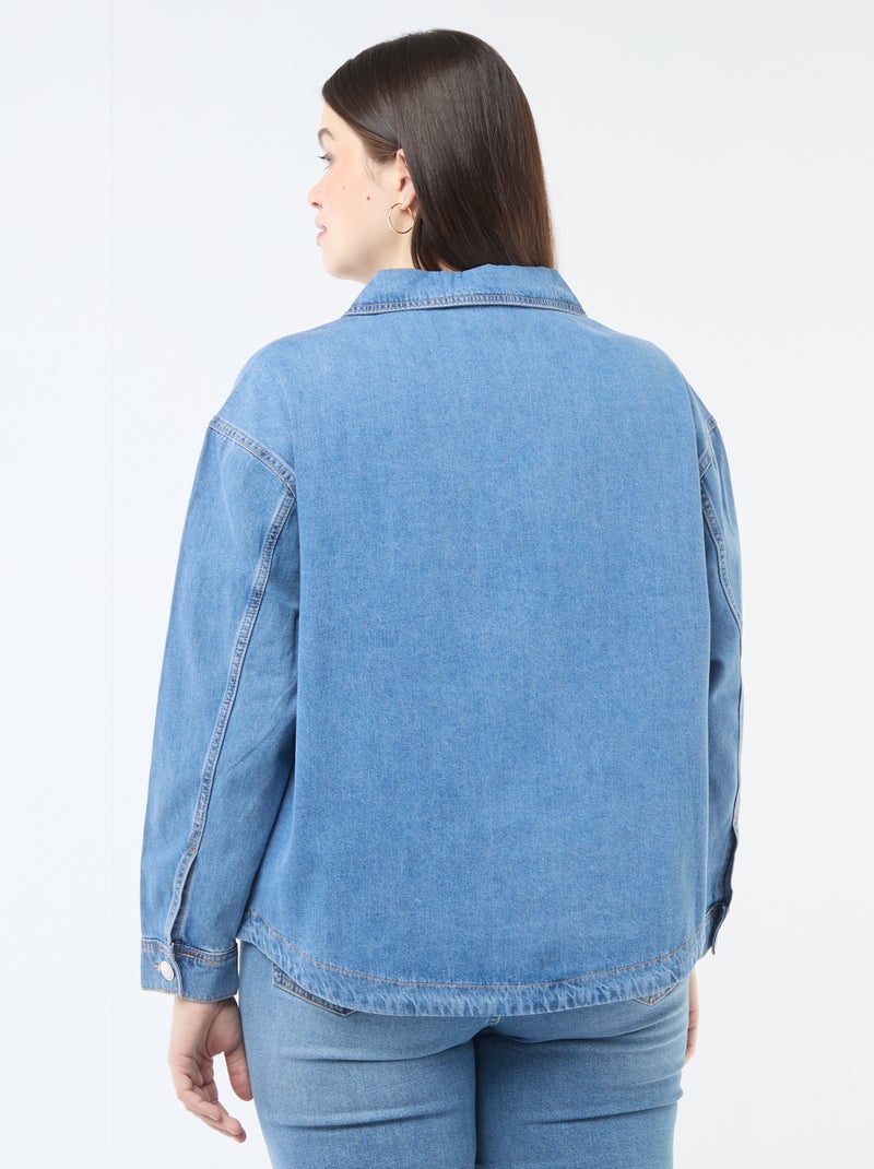 Rechte blouse van denim Blauw - Kiabi