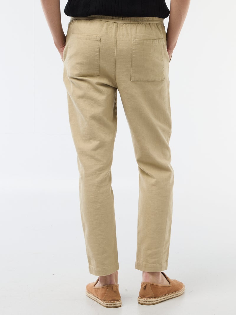 Rechte broek met elastische taille Biege - Kiabi