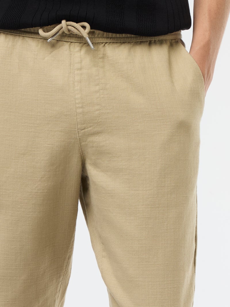 Rechte broek met elastische taille Biege - Kiabi