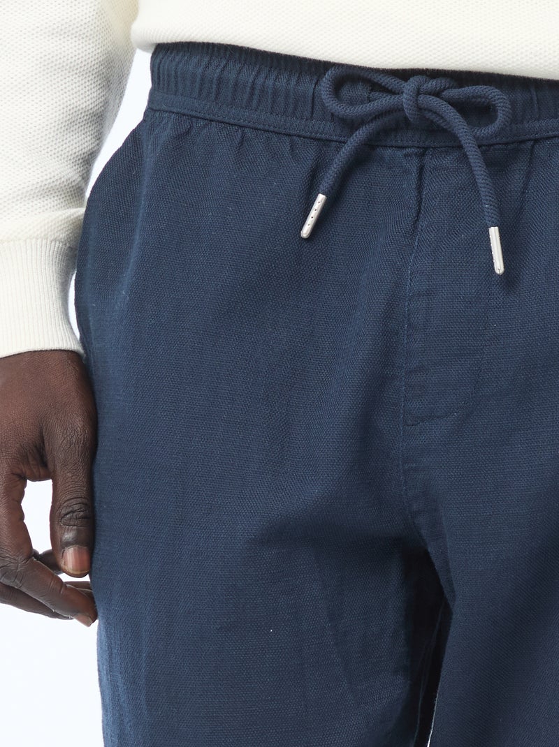 Rechte broek met elastische taille Blauw - Kiabi