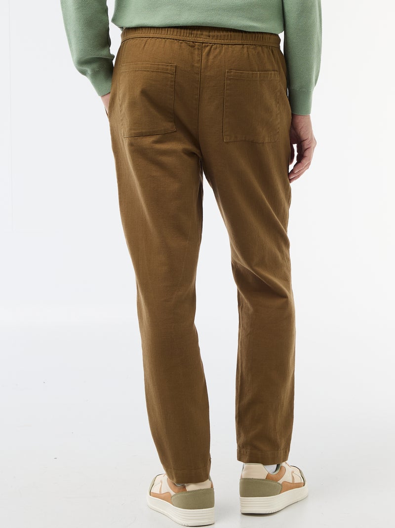 Rechte broek met elastische taille Bruin - Kiabi