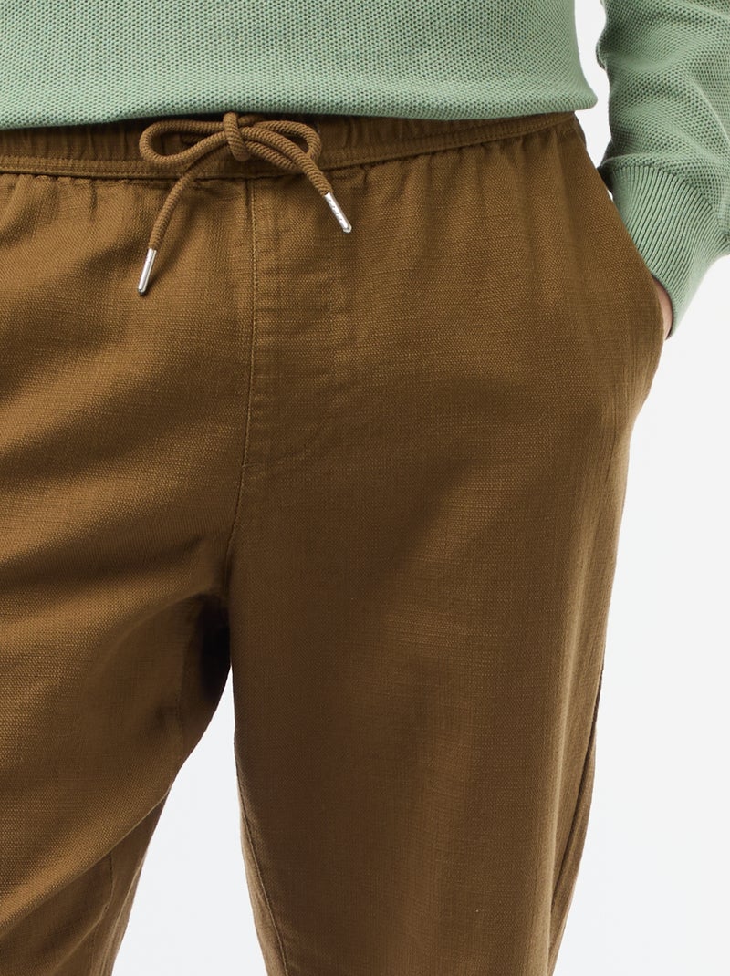 Rechte broek met elastische taille Bruin - Kiabi