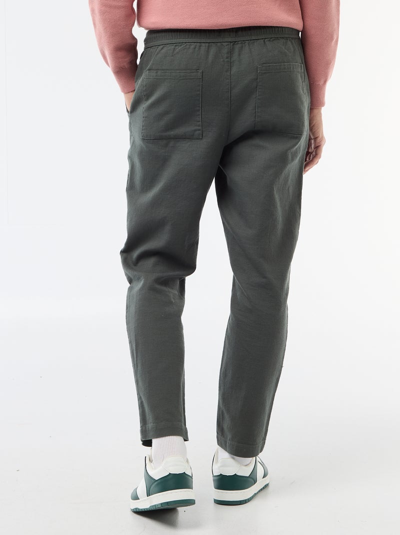 Rechte broek met elastische taille Groen - Kiabi