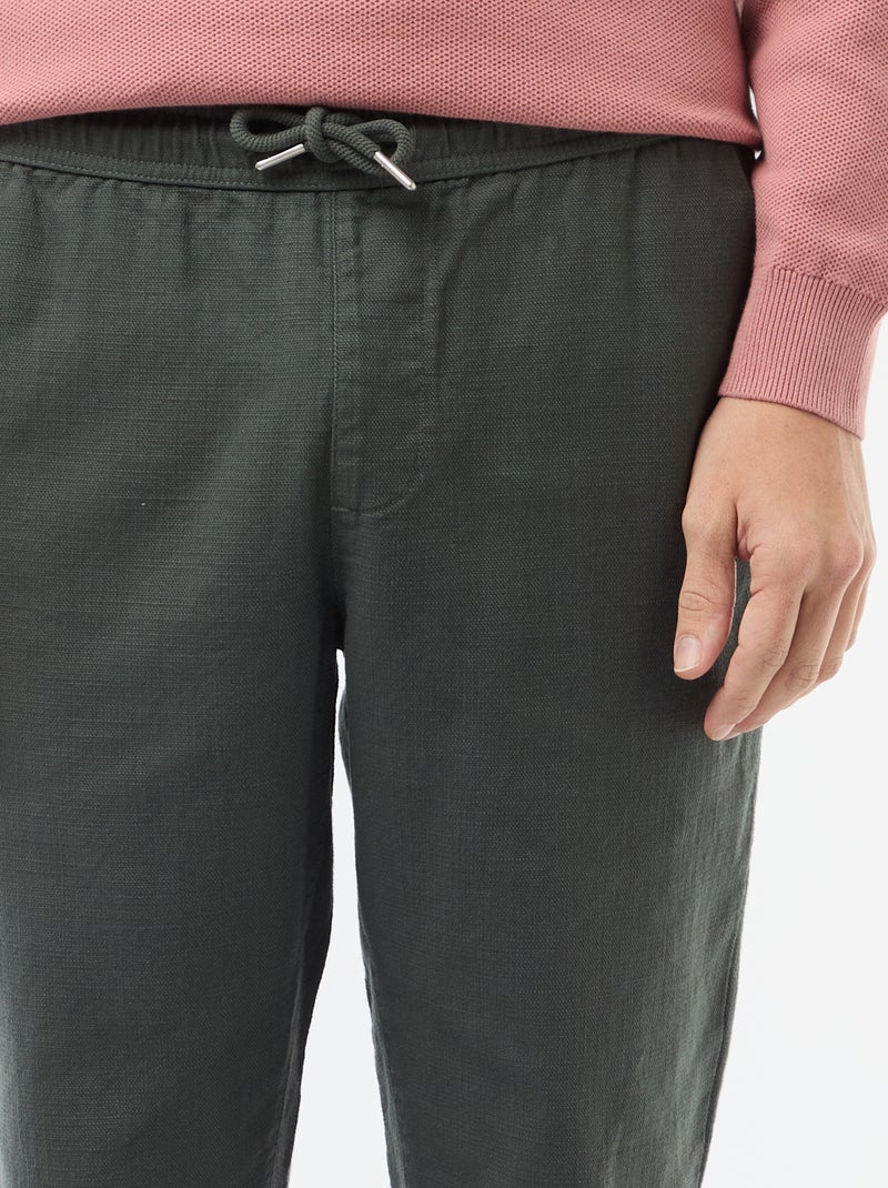 Rechte broek met elastische taille Groen - Kiabi