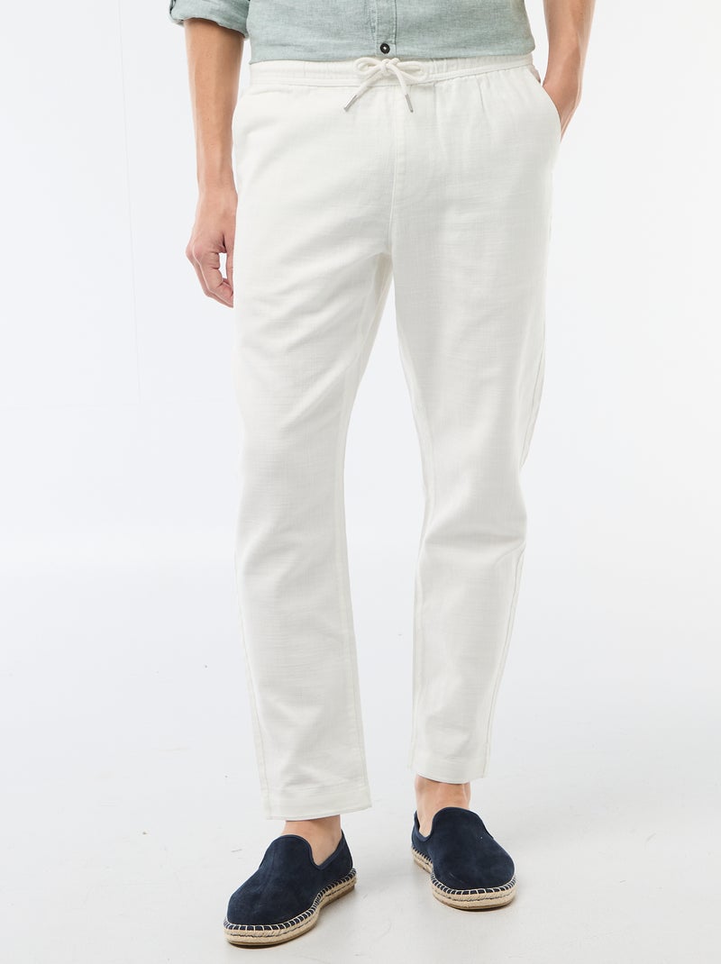 Rechte broek met elastische taille Wit - Kiabi