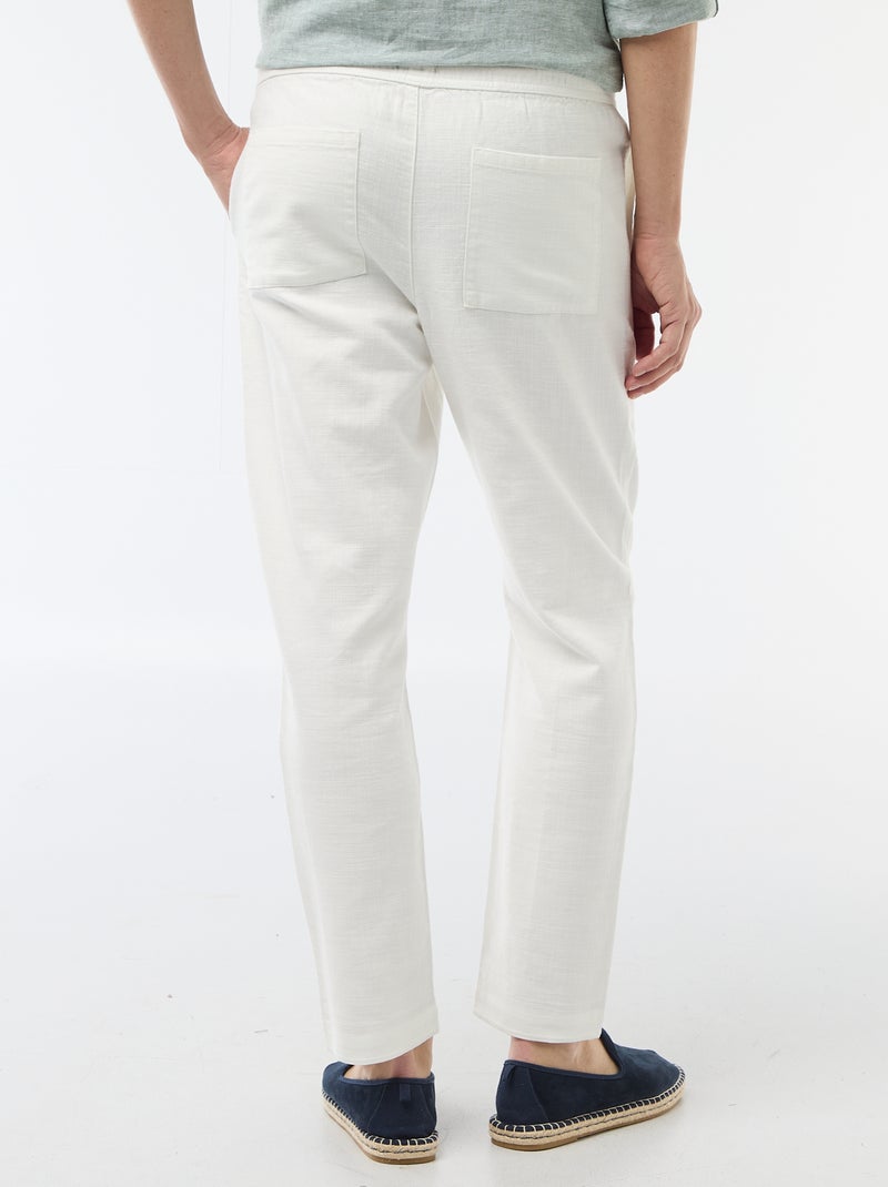 Rechte broek met elastische taille Wit - Kiabi