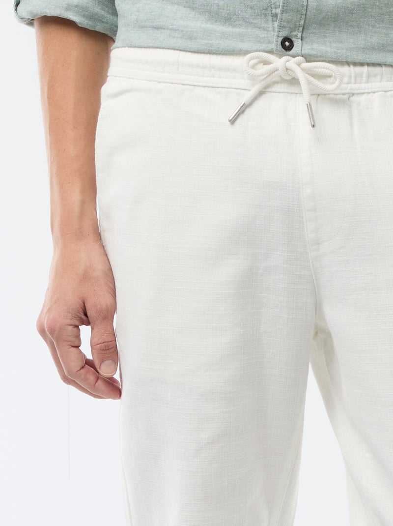 Rechte broek met elastische taille Wit - Kiabi