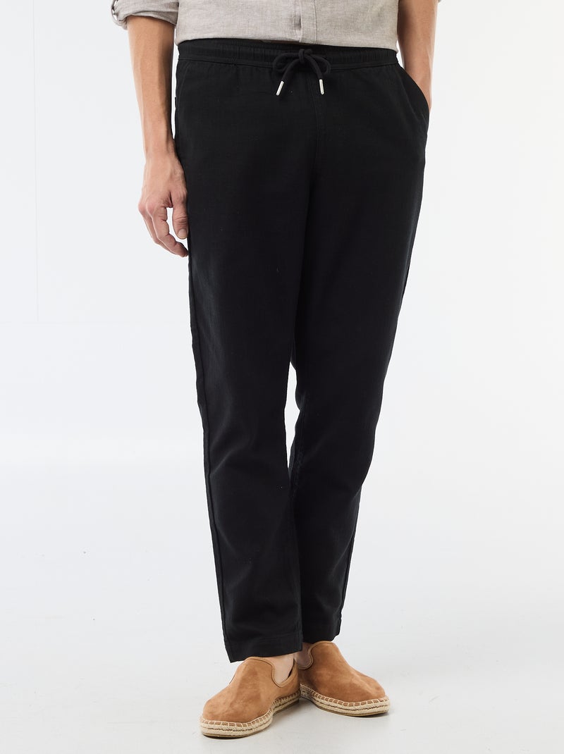 Rechte broek met elastische taille Zwart - Kiabi