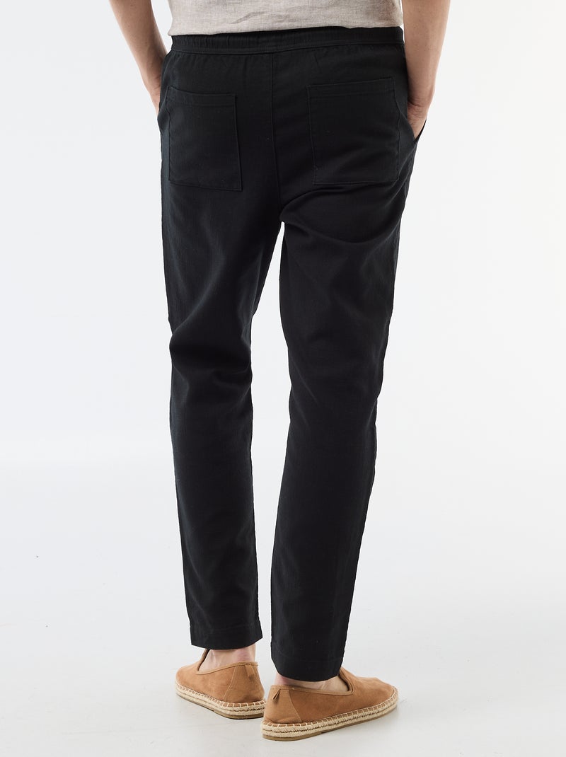 Rechte broek met elastische taille Zwart - Kiabi