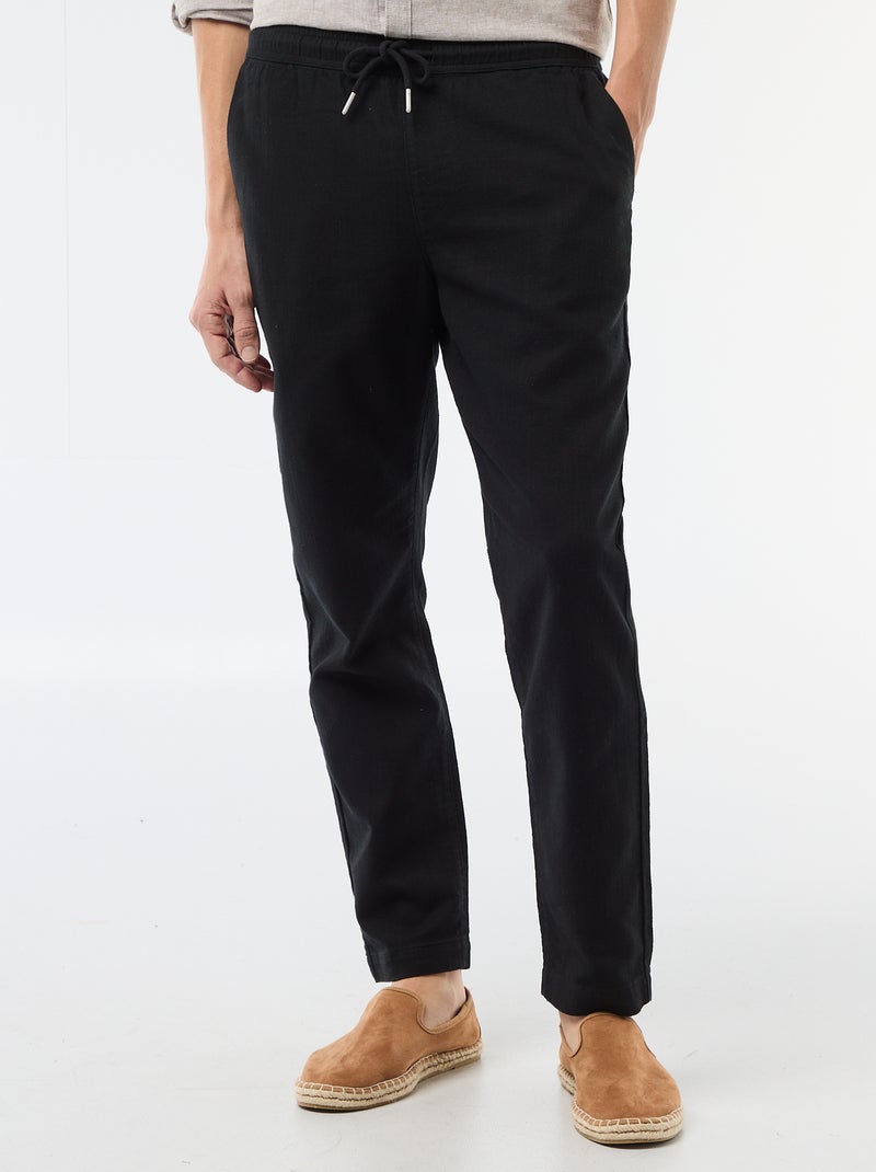 Rechte broek met elastische taille Zwart - Kiabi