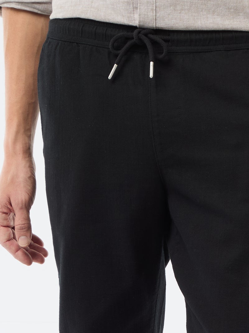 Rechte broek met elastische taille Zwart - Kiabi