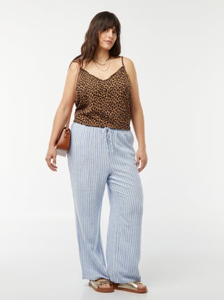 Rechte broek met elastische tailleband + aantrekkoordje