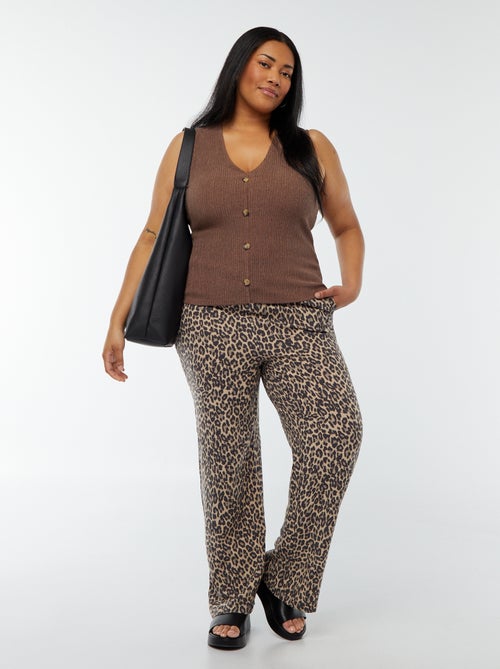 Rechte broek met elastische tailleband + aantrekkoordje - Kiabi